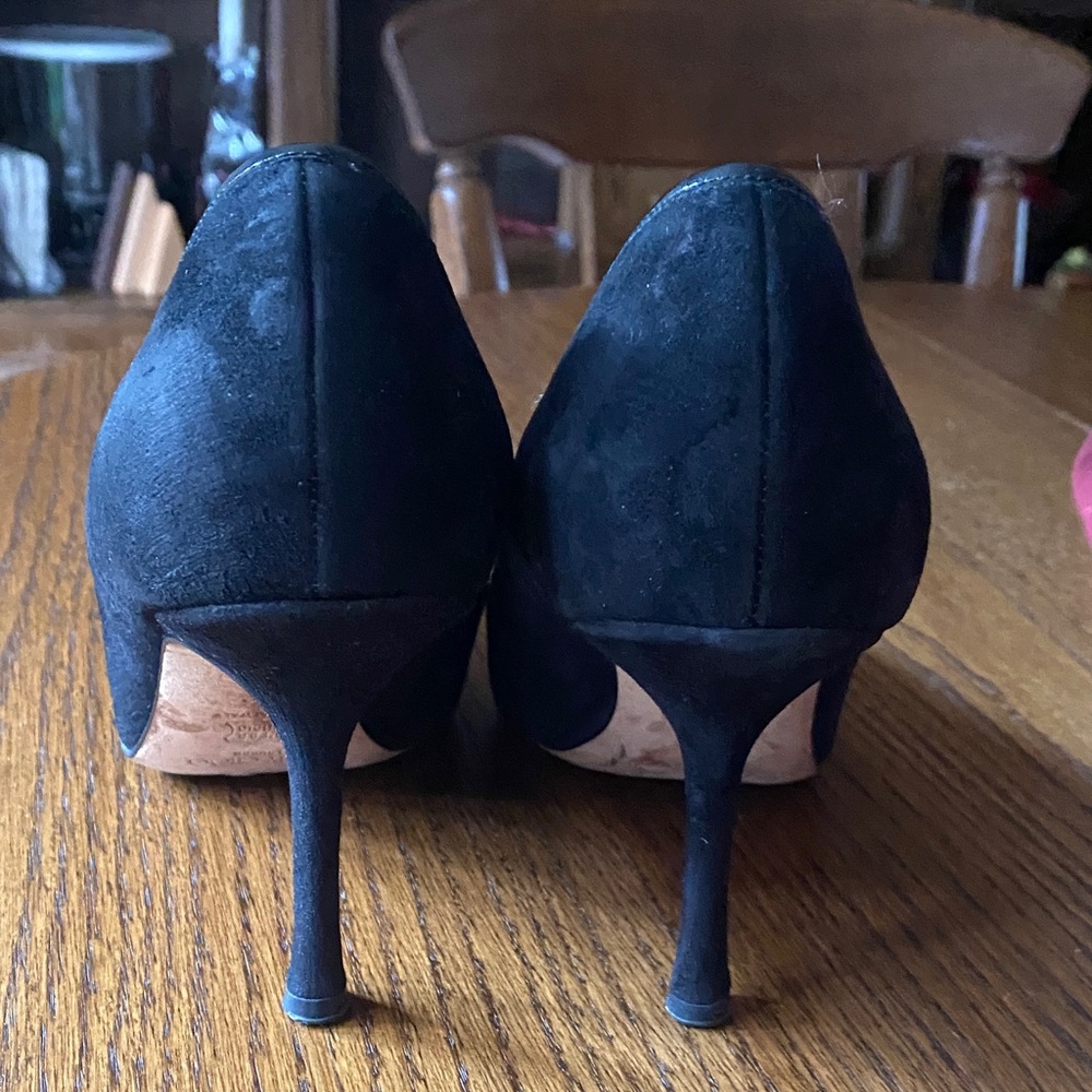 Jimmy Choo Black Suide Heels with Buckle Detail - Picture 8 of 13